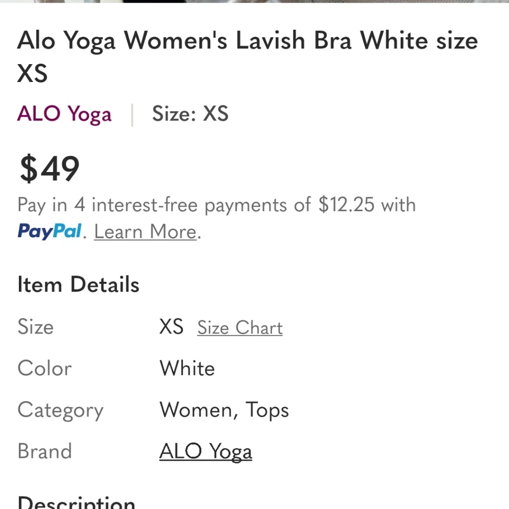 ALO Yoga Lavish Bra Size S